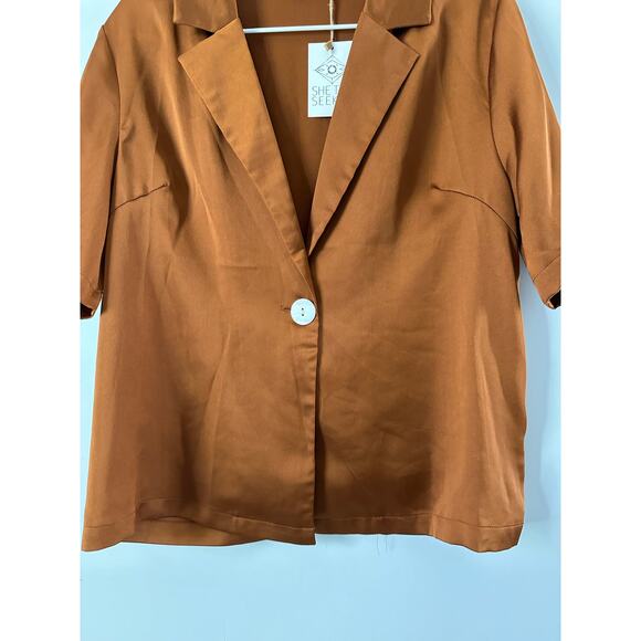 Anthropologie Charlie Holiday Heavenly Copper Rust Button Shirt size 4 - Picture 7 of 9